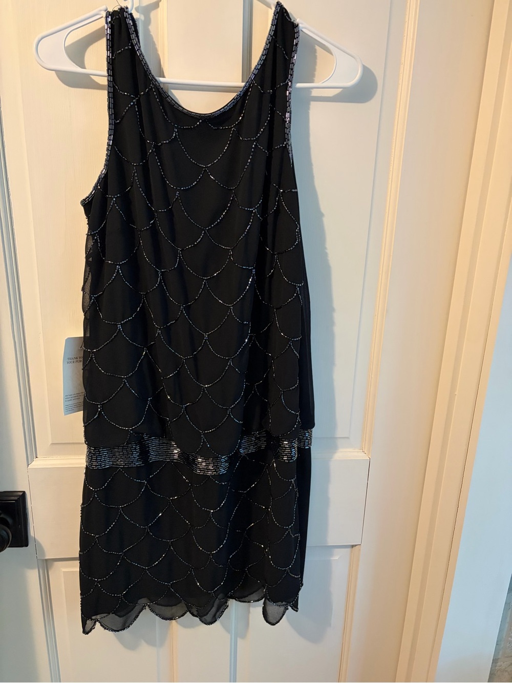 NWT Adrianna Papell Black Beaded Chiffon Cocktail Dress - Soooo Cute!
